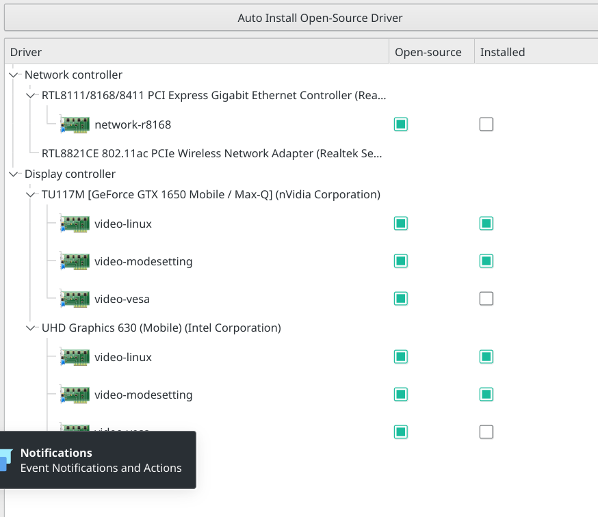 No option to install proprietary driver on optimus laptop