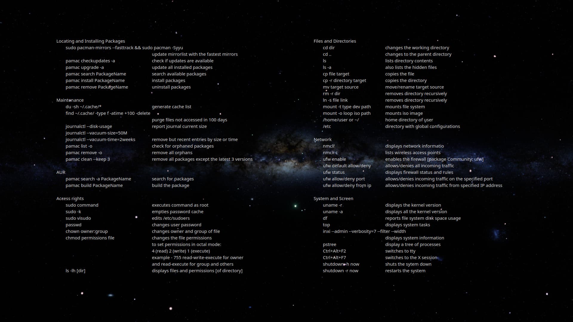 Manjaro CLI Cheat Sheet - Design/Art - Manjaro Linux Forum