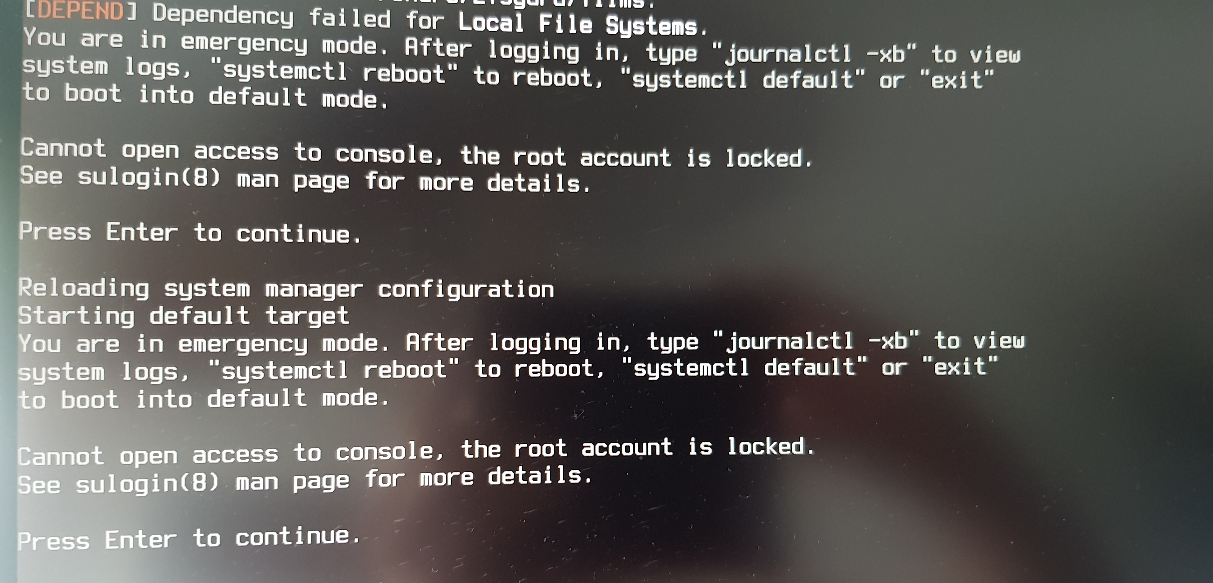 Systemd-Boot. Initramfs как перезагрузить. Boot failed. OC : failed to load configuration. Fail load config