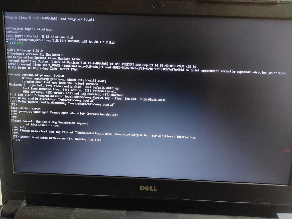 Parse_vt_settings cannot open /dev/tty0 (permission denied). What to do? Graphics & Display