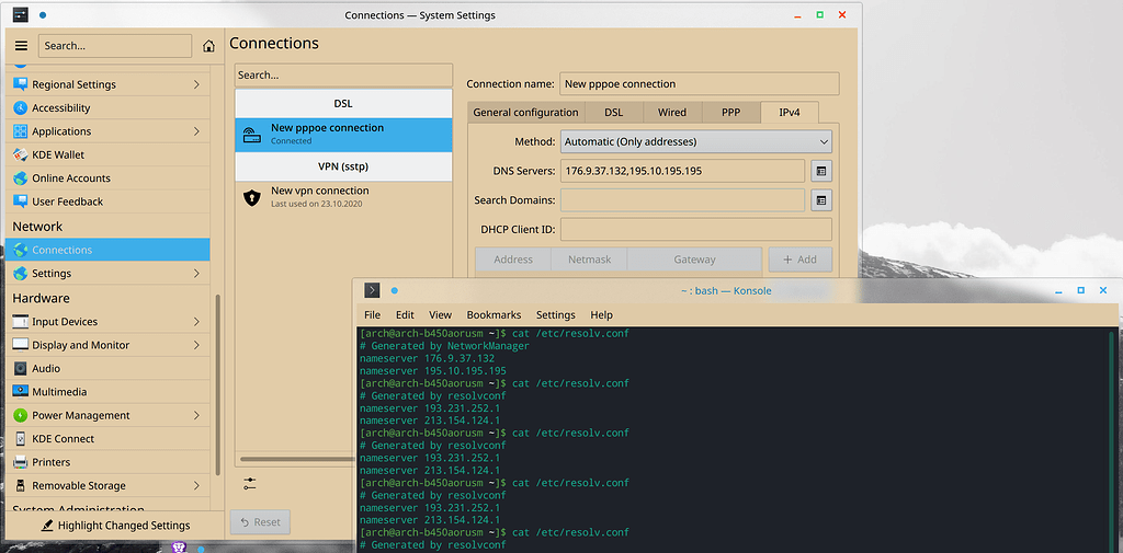 NetworkManager does not respect custom DNS settings Network Manjaro
