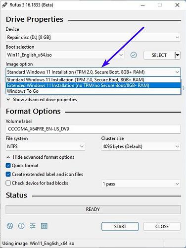 Why 'Extended Windows 11 Installation without TPM and Secure Boot' Menu Not  Showing in Rufus?