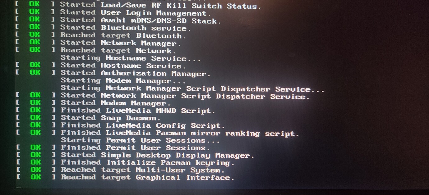 Linux manjaro зависает на reached target graphical interface
