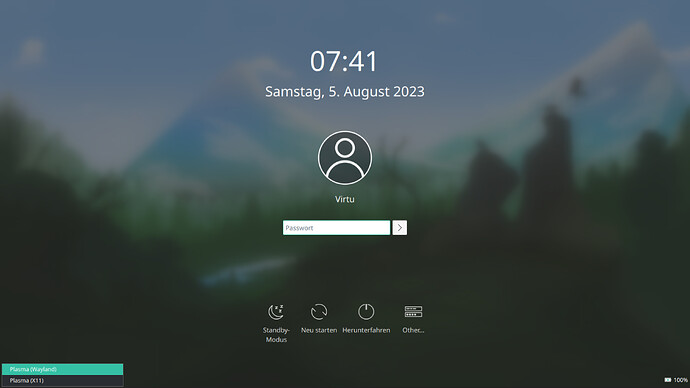 KDE Anmeldebildschirm 2