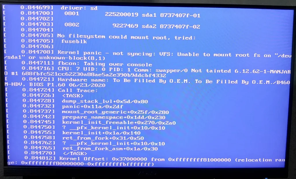 Kernel panic after 2025-12-15 update - Kernel - Manjaro Linux Forum