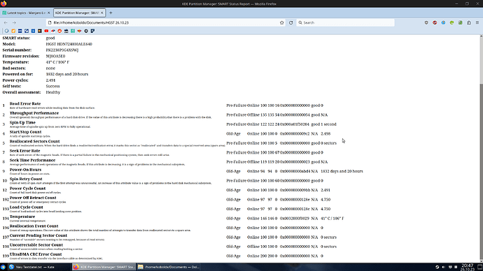 HGST Smart Status