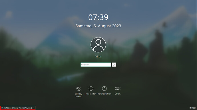 KDE Anmeldebildschirm 1