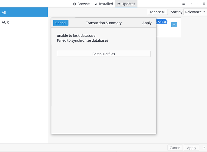 Unable to lock database