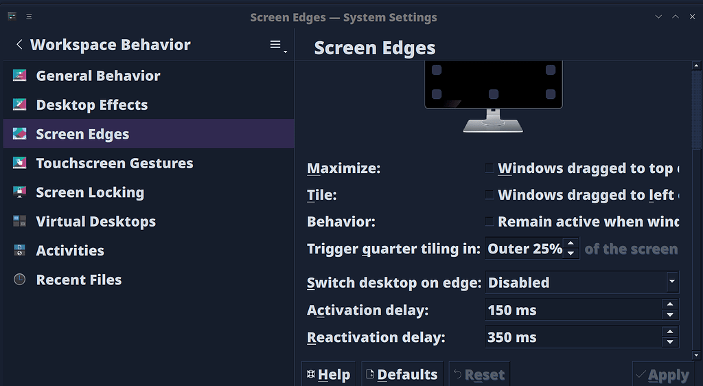 Screen Edges Won't Disable - Kde Plasma - Manjaro Linux Forum