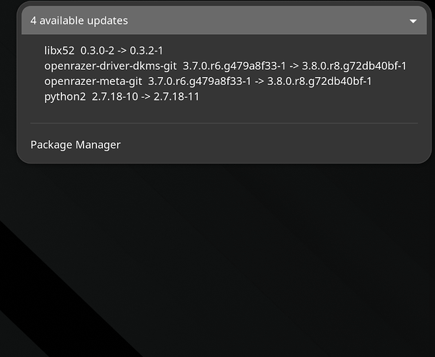 Package Manager says 4 updates but they do not install - AUR - Manjaro ...
