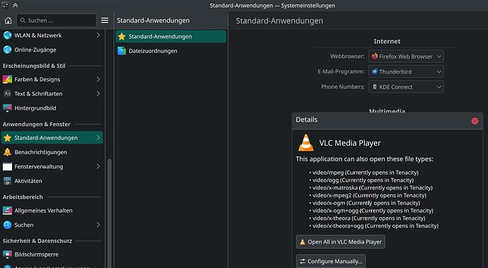Default Applications->Details