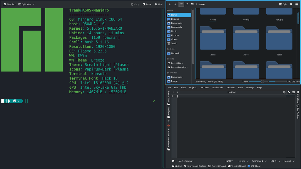 Remove rounded corners from Breeze dark theme KDE Plasma Manjaro
