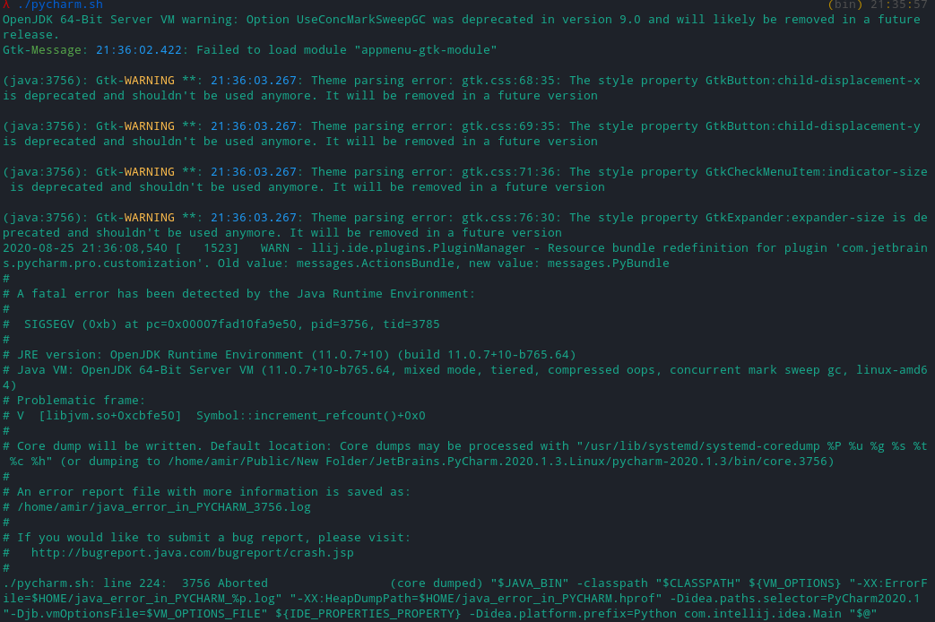 Fatal Error In Pycharm Programming Manjaro Linux Forum