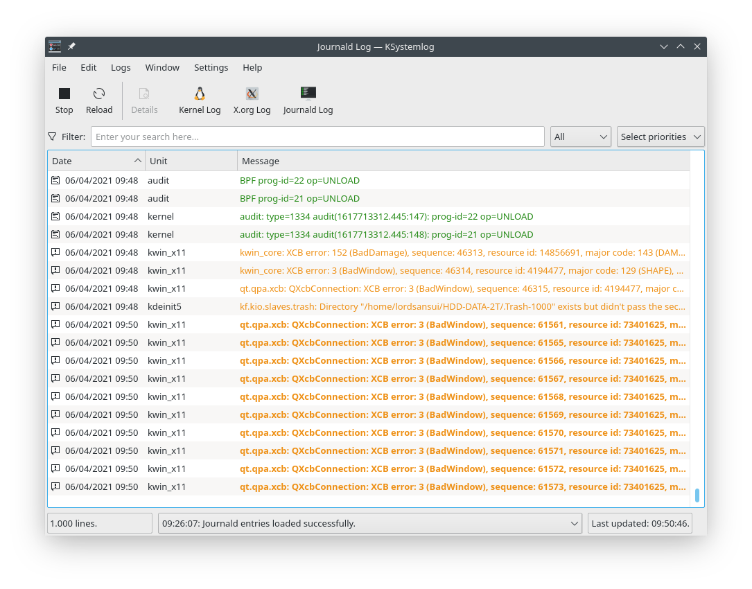 Missing Log Entries