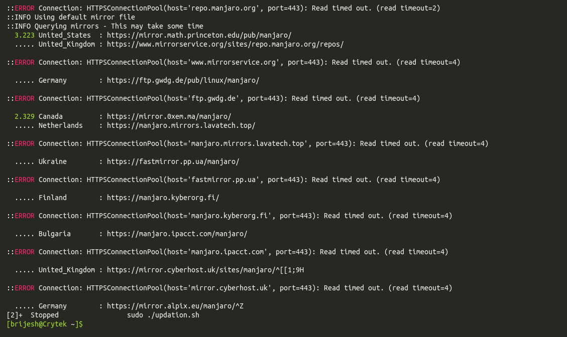 Connection terminated unexpectedly in mtray support manjaro linux forum