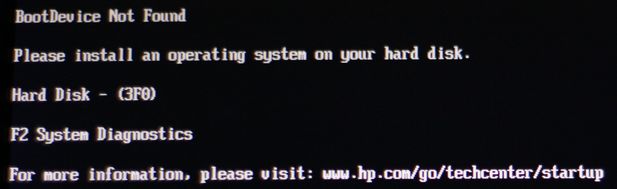 HP 3F0 Boot Device Not Found - IDE LUKS Manjaro Linux drive
