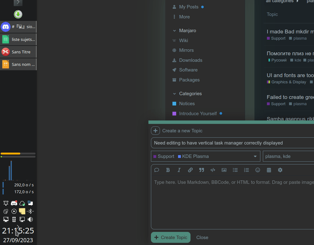 KDE Plasma task manager display